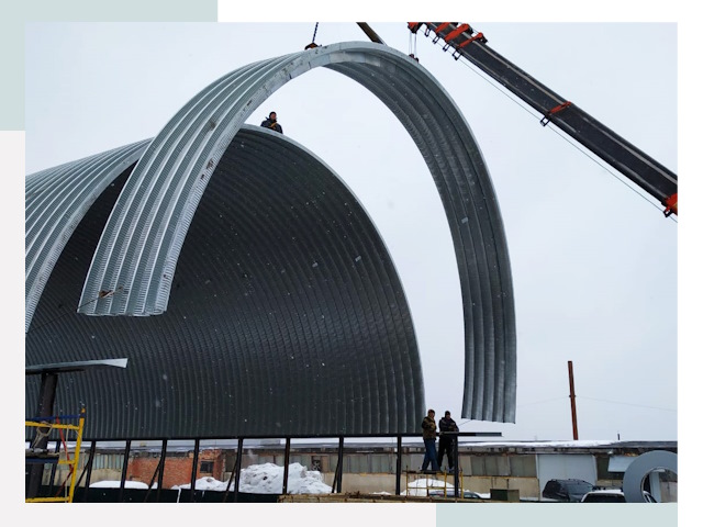 Полукруглые ангары в Клине